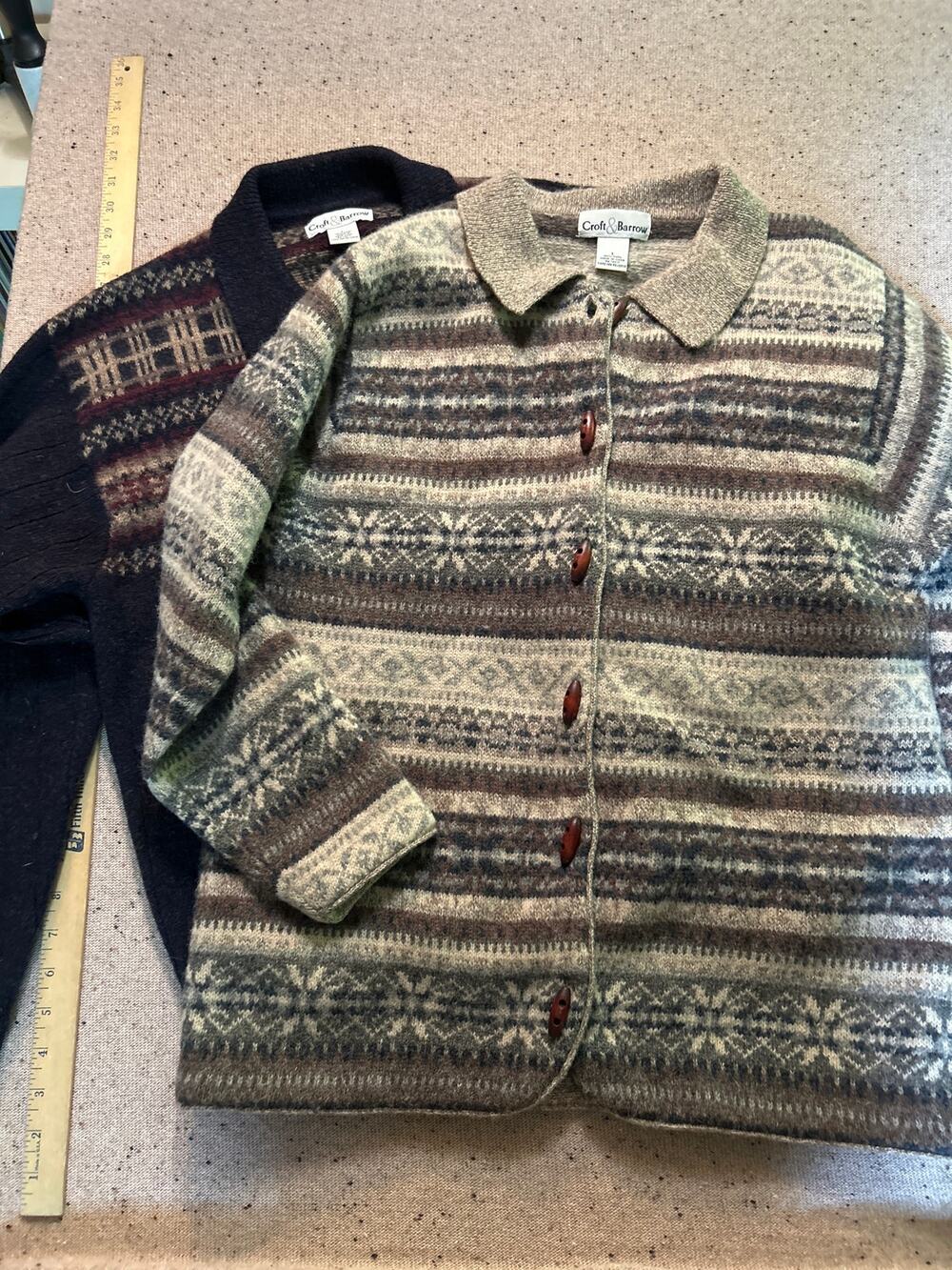 Croft & Barrow Wool Cardigan Lot of 2 Women's Large Nordic Sweater